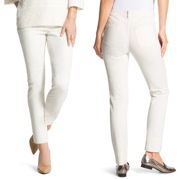 Chico’s Slim Corduroy Pants Ivory White - Picture 1 of 10